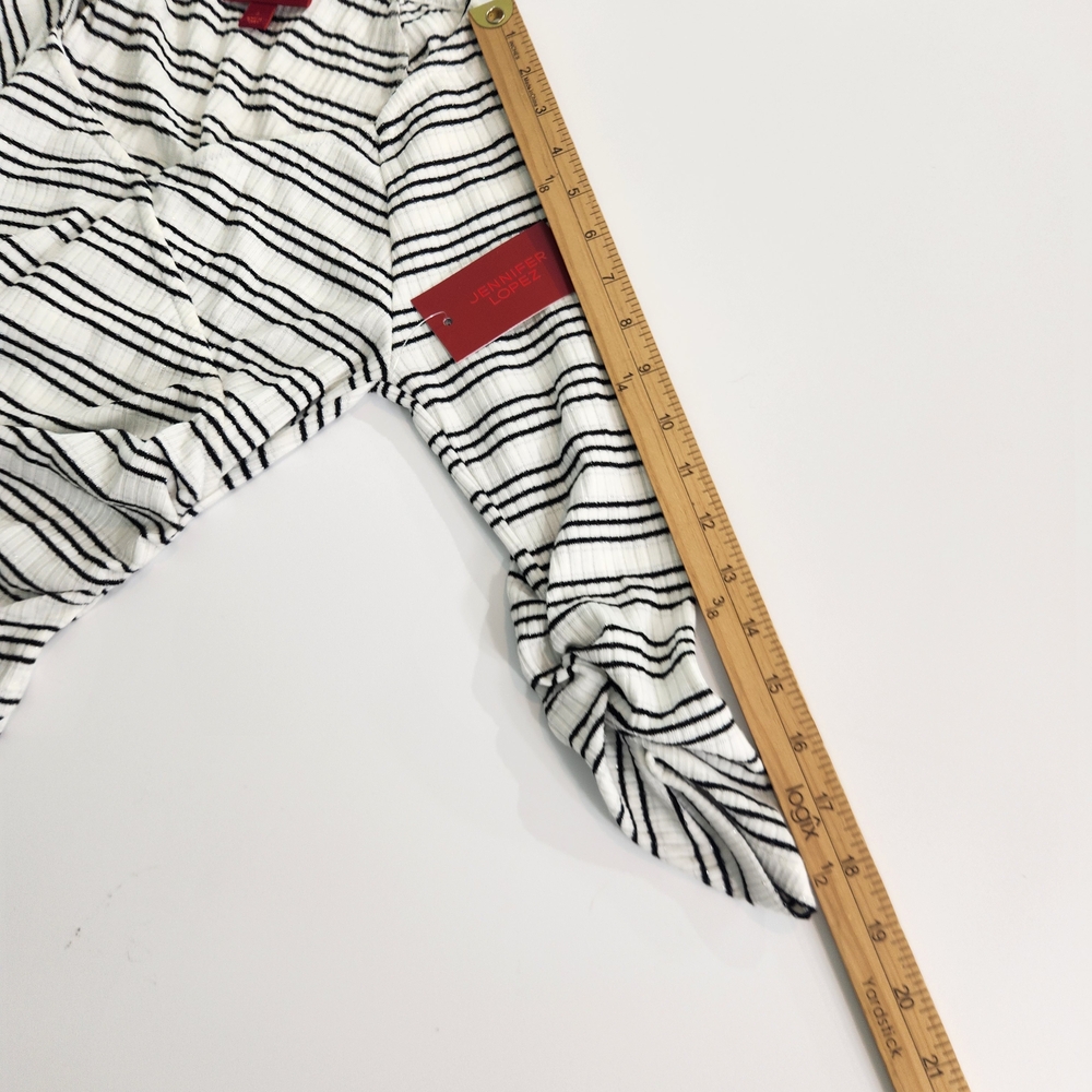 Jennifer Lopez Women's Top Blouse Shirt Size S 3/4 Sleeve V Neck Striped 1 - Picture 11 of 13